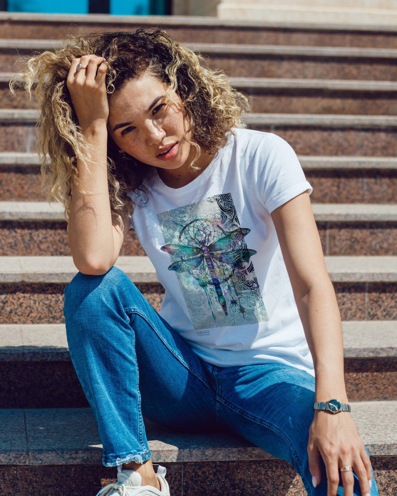 Women’s Boyfriend T-shirt-Dragonfly Collection - Premium  from Elementologie - Just $24.99! Shop now at Elementologie