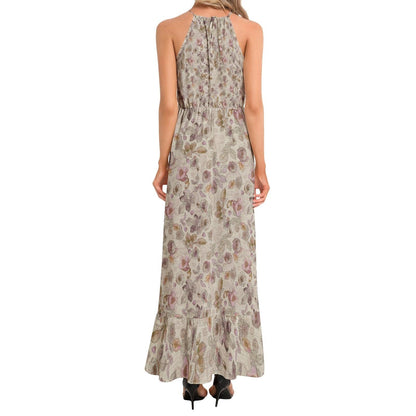 Ruffle Hem Halter Neck Maxi Dress - Premium  from Elementologie - Just $64.99! Shop now at Elementologie