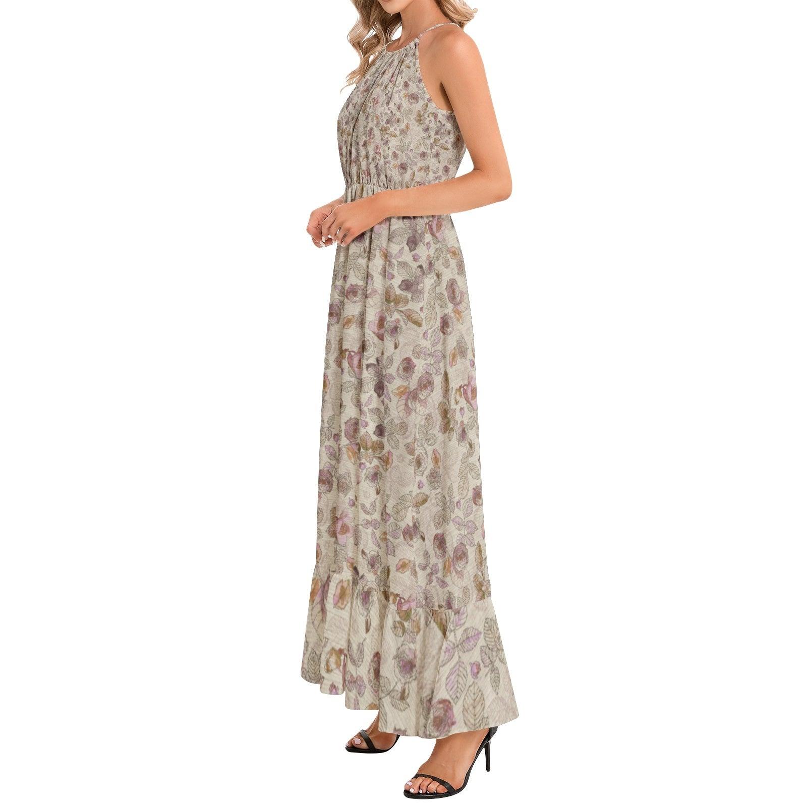 Ruffle Hem Halter Neck Maxi Dress - Premium  from Elementologie - Just $64.99! Shop now at Elementologie