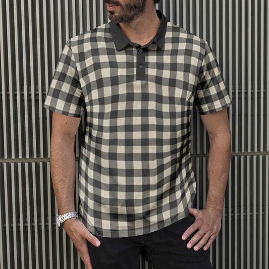 Men's Polo Shirt-Black Check - Premium  from Elementologie - Just $36.99! Shop now at Elementologie