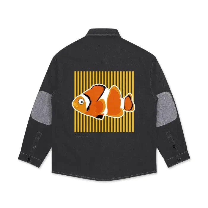 Streetwear Unisex Flap Pocket Denim Shirt-Clown Fish - Premium  from Elementologie - Just $49.99! Shop now at Elementologie