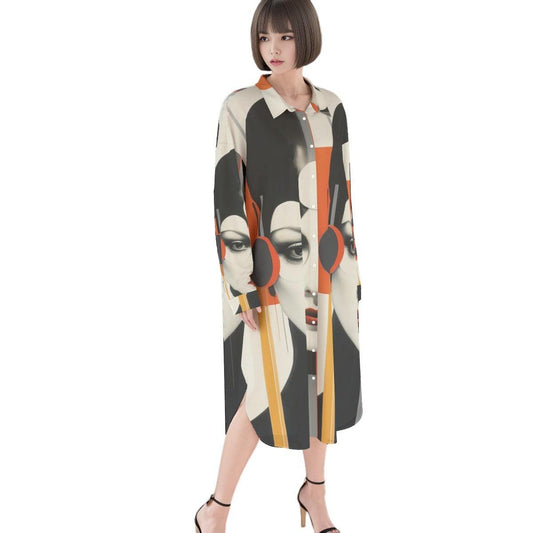 Women's Long Shirt Dress-Madeline - Premium  from Elementologie - Just $49.99! Shop now at Elementologie