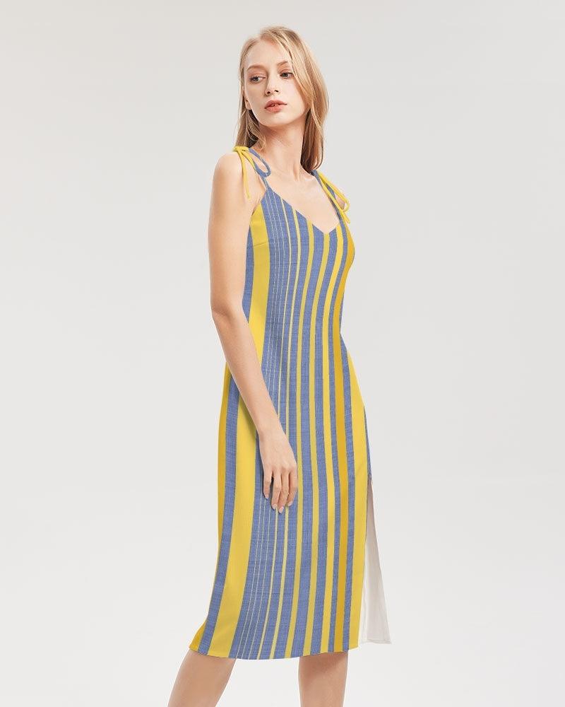 Women's Tie Strap Split Dress-Capri - Premium  from Elementologie - Just $49.99! Shop now at Elementologie