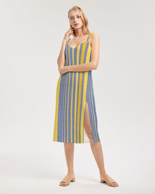 Women's Tie Strap Split Dress-Capri - Premium  from Elementologie - Just $49.99! Shop now at Elementologie