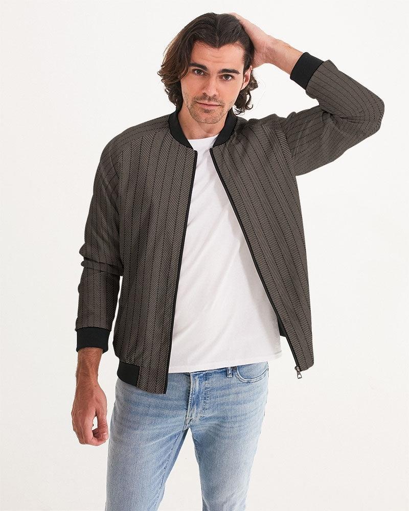 Men's Bomber Jacket-Brown Herringbone - Premium  from Elementologie - Just $62.99! Shop now at Elementologie