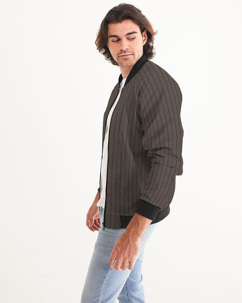 Men's Bomber Jacket-Brown Herringbone - Premium  from Elementologie - Just $62.99! Shop now at Elementologie