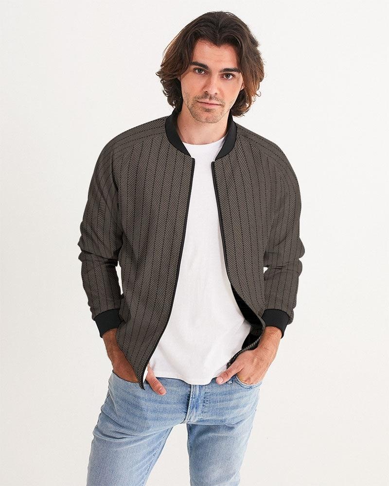 Men's Bomber Jacket-Brown Herringbone - Premium  from Elementologie - Just $62.99! Shop now at Elementologie