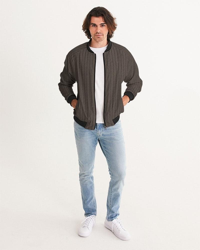 Men's Bomber Jacket-Brown Herringbone - Premium  from Elementologie - Just $62.99! Shop now at Elementologie