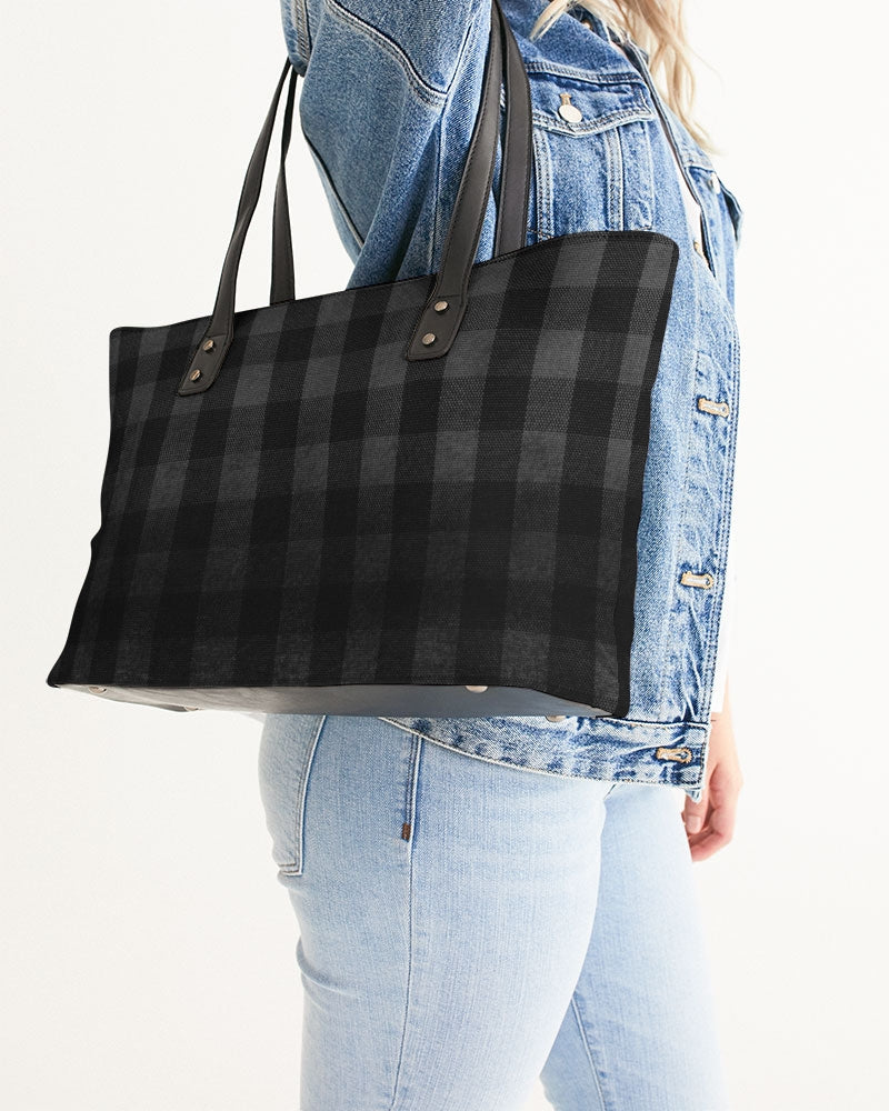 Black Ombre Plaid Stylish Tote