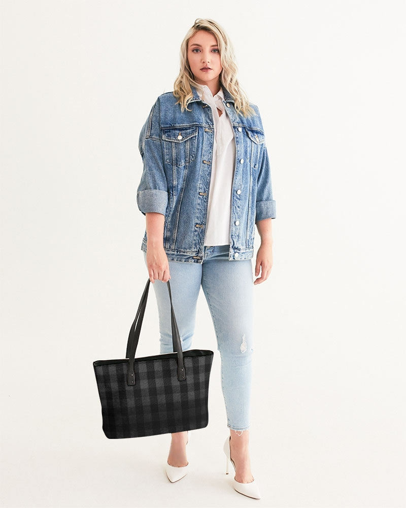 Black Ombre Plaid Stylish Tote