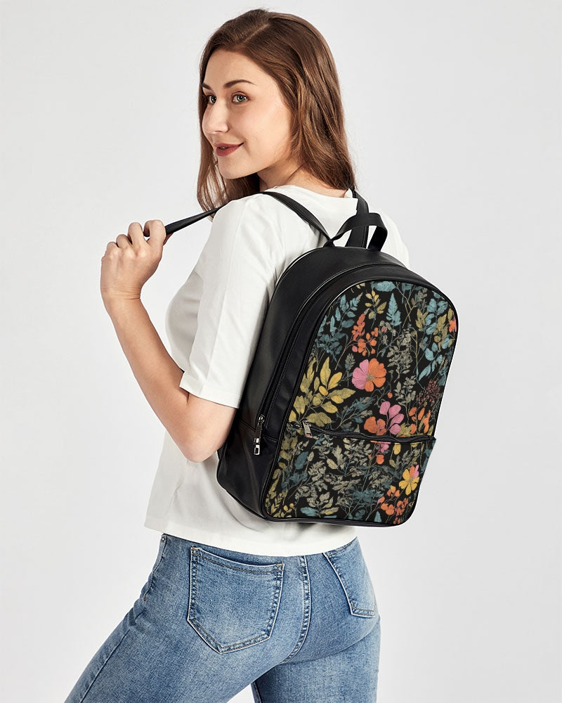 Compact Faux Leather Fashion Backpack