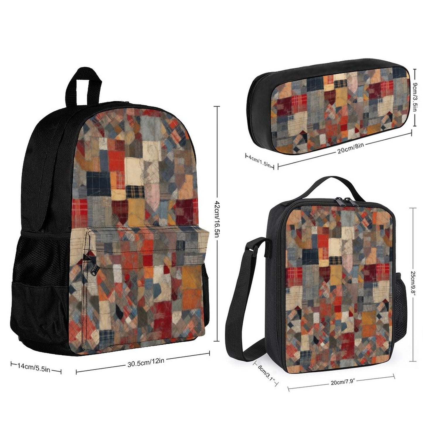 Set of 3 Bags (Shoulder Bag Lunch Bag & Pencil Pouch)-Free Shipping - Premium  from SALE-Personal Design - Just $59.95! Shop now at Elementologie